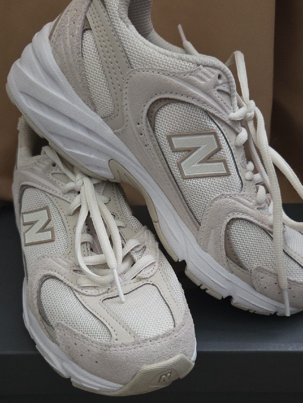 New Balance Neutral Beige Mesh & Suede Sneakers